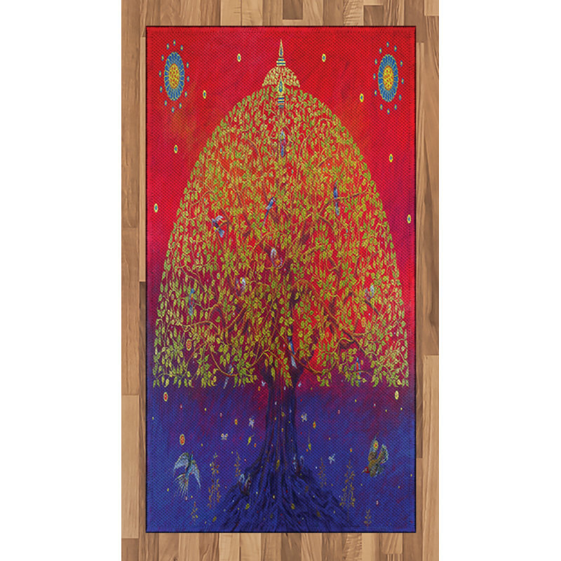 Ethnic High Density Long Fiber Poly Threads Decorative Area Rug Carpet, Rectangle 2'7" x 5'