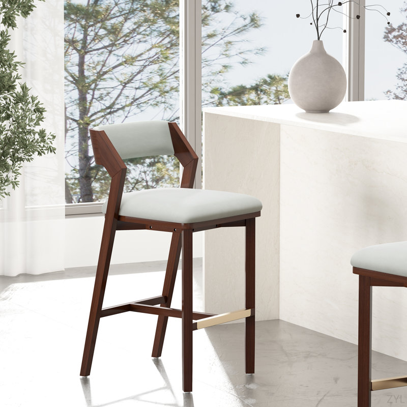 Tabouret de comptoir en chenille Evalyn, Velours noir