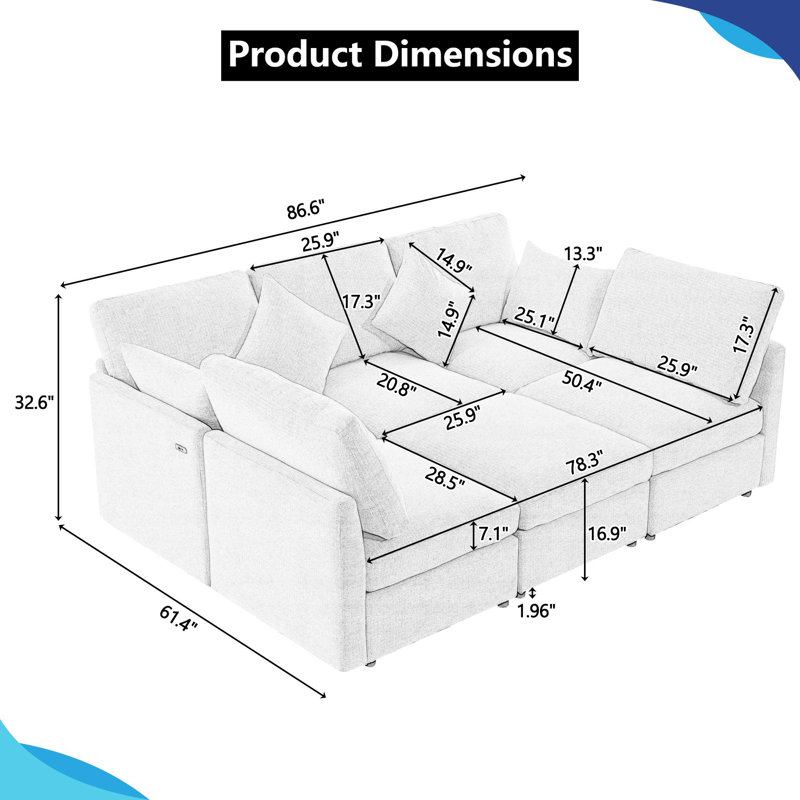Latitude Run® Transformable Modular Sectional Sofa with Movable Ottoman ...
