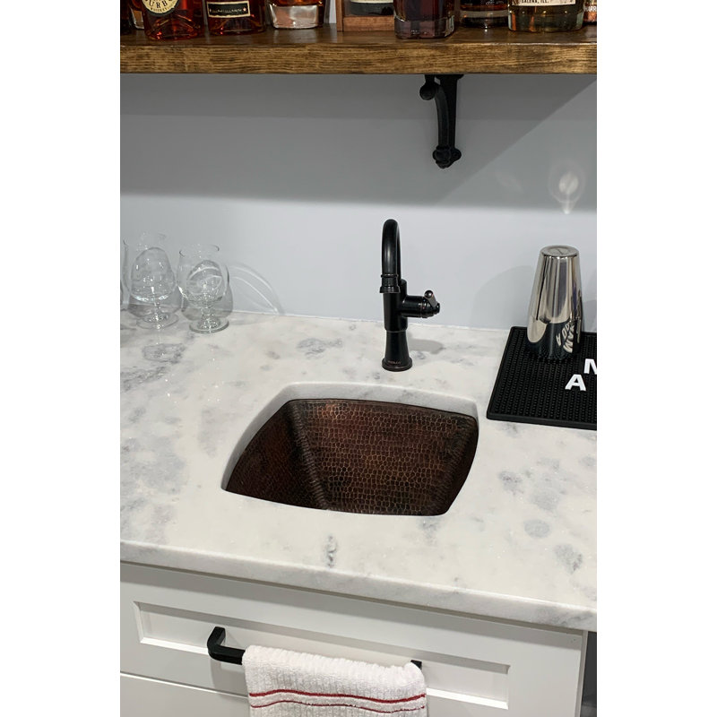 15" Square Hammered Copper Bar Sink in Oil Rubbed Bronze Finish