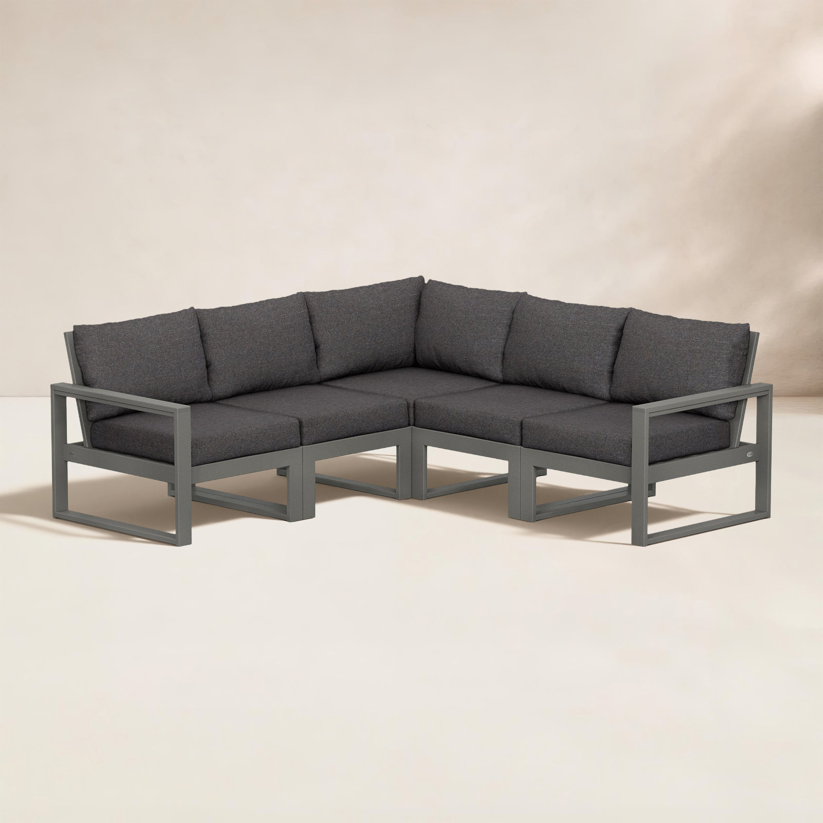 POLYWOOD® Edge 85" Patio Sectional, Ash Charcoal, Slate Grey