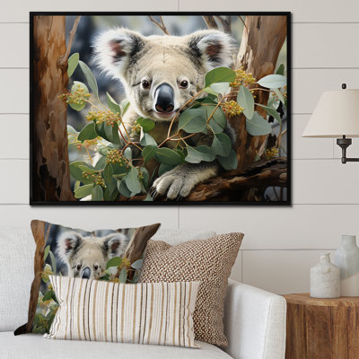 Aquarelle, arbre koala, observateur 2 - art mural koala