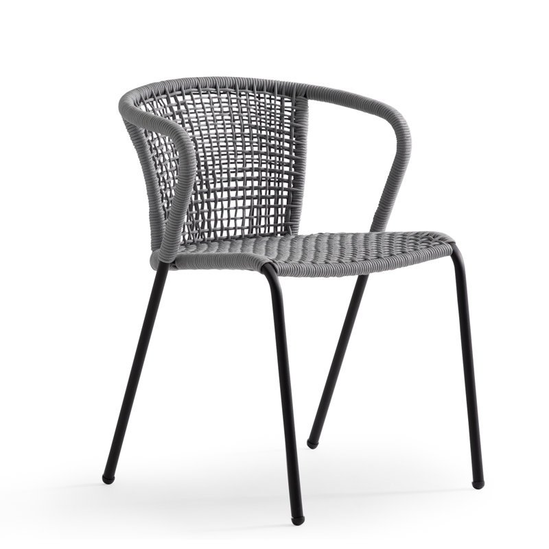 Chaise avec accoudoirs grise