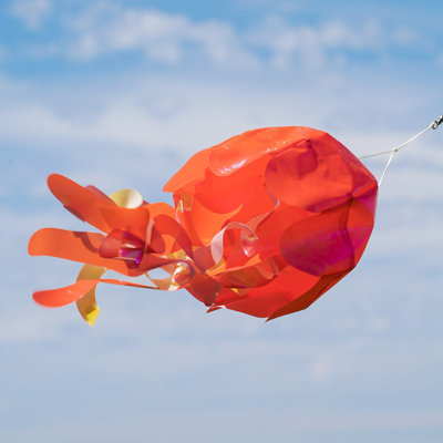 18-inch Orange Iridescent Jellyfish 3D Windsock