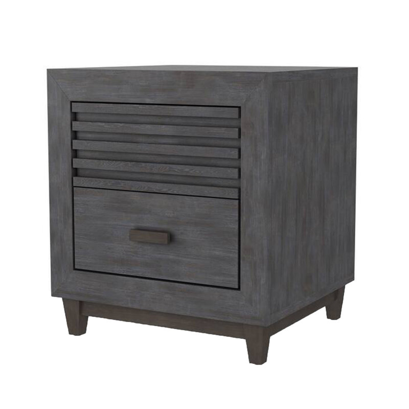 Table de chevet Biom, 2 tiroirs, bois franc brun anthracite, 24 po