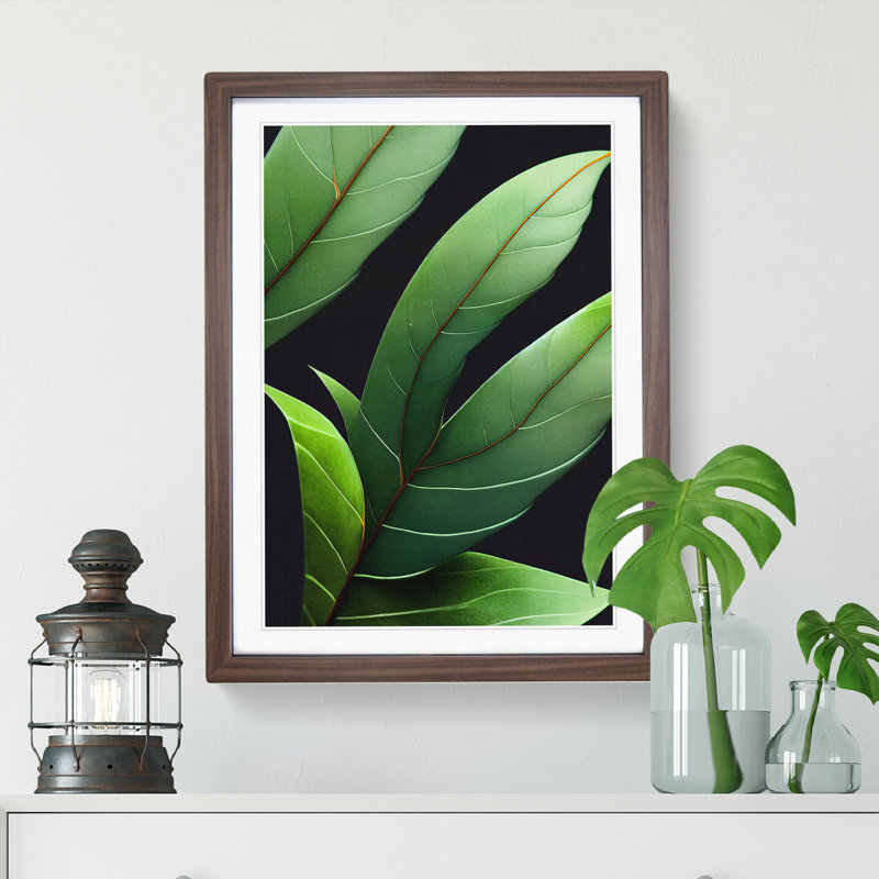 Flowing Leaves - Single Picture Frame Painting, 64cm H x 46cm W x 2cm D, Walnut