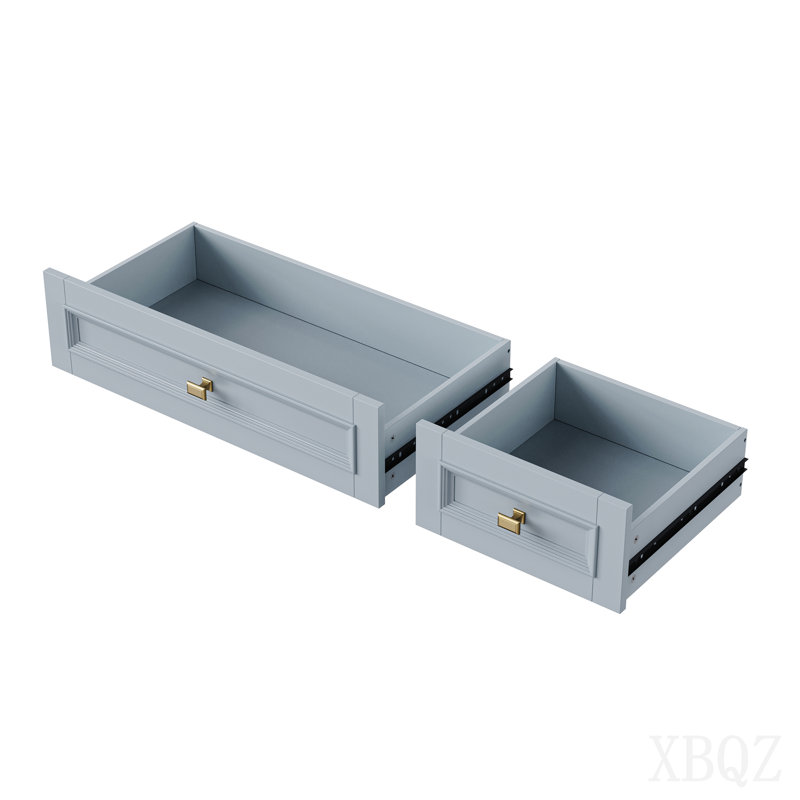Îlot de cuisine 52 po avec abattant, îlot de cuisine à texture gaufrée sur roulettes avec porte-épices, porte-serviettes, 2 portes et 5 tiroirs, chariot de rangement avec tablette réglable pour la cuisine, bleu gris