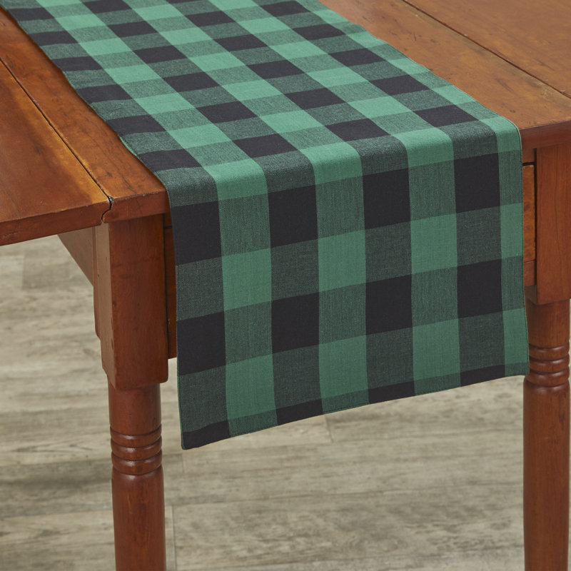 Amair Rectangular Plaid Table Runner, Green, 54" x 13"