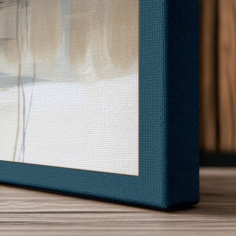 Misty Waterside Scandinavian - Wrapped Canvas, 18x12 - 45.7 x 30.5 cm, Teal Border