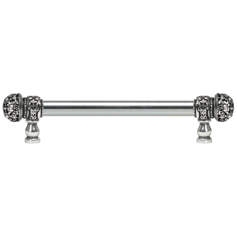Juliane Grace 9 inches c.c. with 5/8 smooth center long pull small finial with 52 Swarovski Clear & Aurore Boreale Crystals in Gilded Mercury