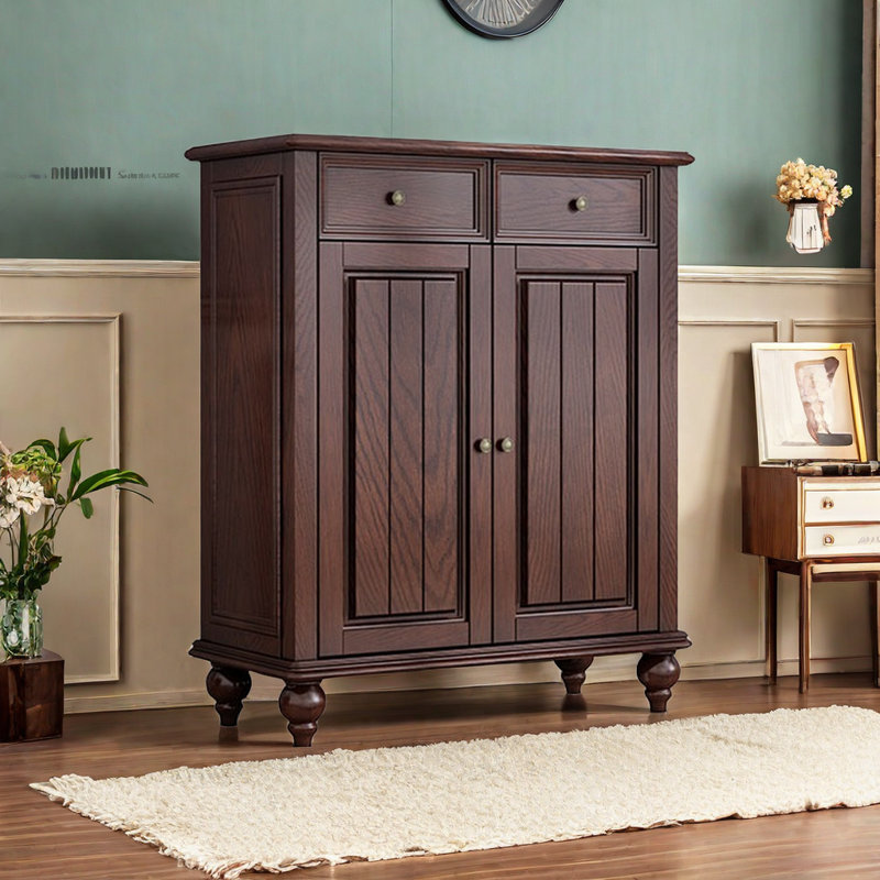 Armoire de rangement pour chaussures en bois massif 16 paires, Brun