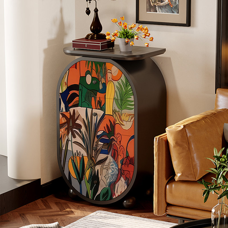 Modern art oval four drawer accent chest