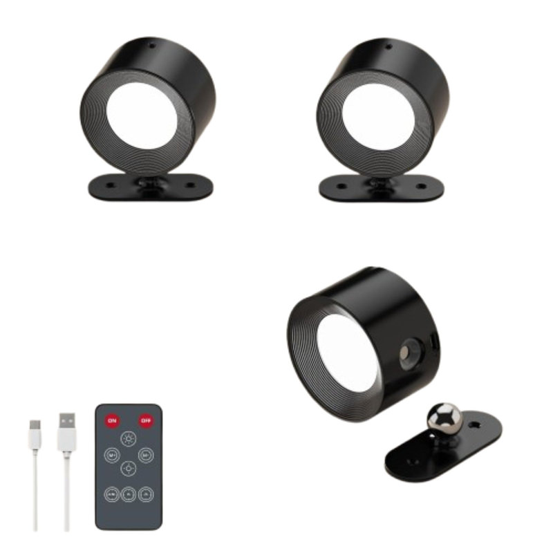 3 Pack Led Wall Sconces Battery Operated With Remote Dimmable Black