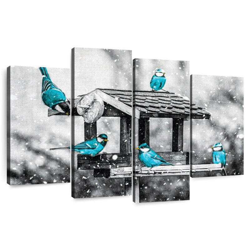 Blue Tits On Bird Feeder Pop, 42" H x 68" W