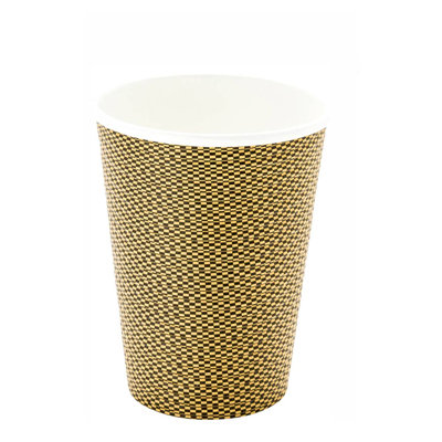 Restaurantware 12 Ounce Disposable Cups, Pack of 25 Spiral Wall Hot Cups – Lids Sold Separately, Rolled Rim and Paper Insulation, Mocha Pin Print, Ideal for Serving Tea, Coffee, and More