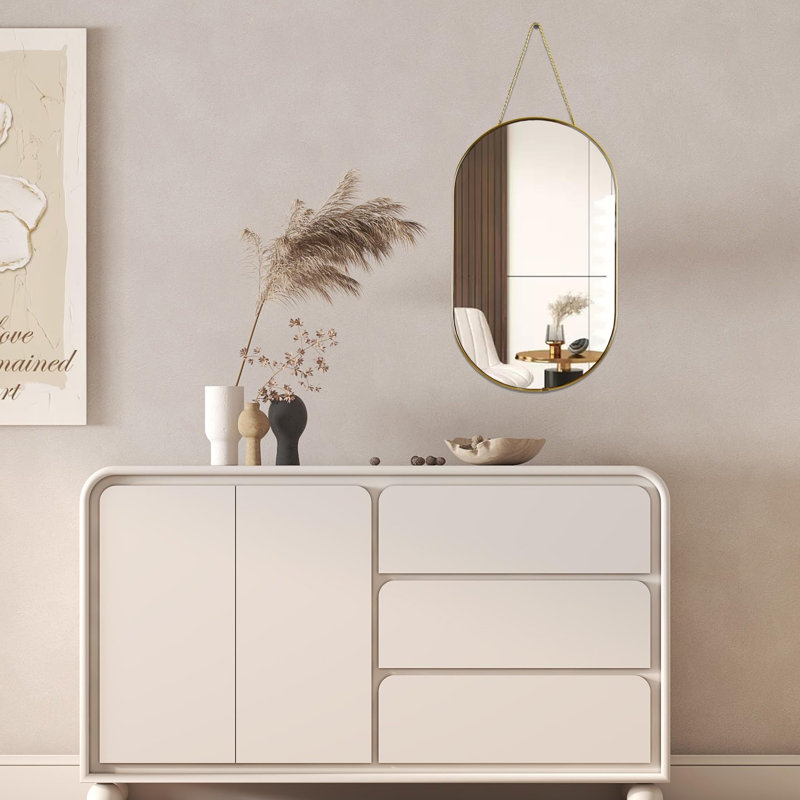 Miroir mural ovale, doré, de forme ovale, pour la salle de bain et plus (16 po x 9,2 po)