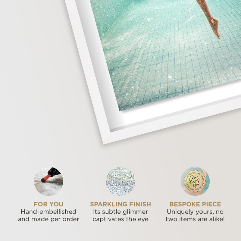 Oliver Gal Aquatic Ballerina I Pastel - Diamond Dust Shadowbox Framed Wall Art, 38" H x 26" W, White