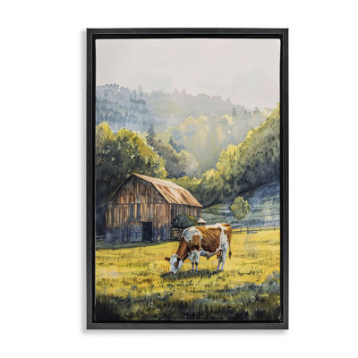 Toile flottante encadrée «Spots Cow» par Franklyn Gregory