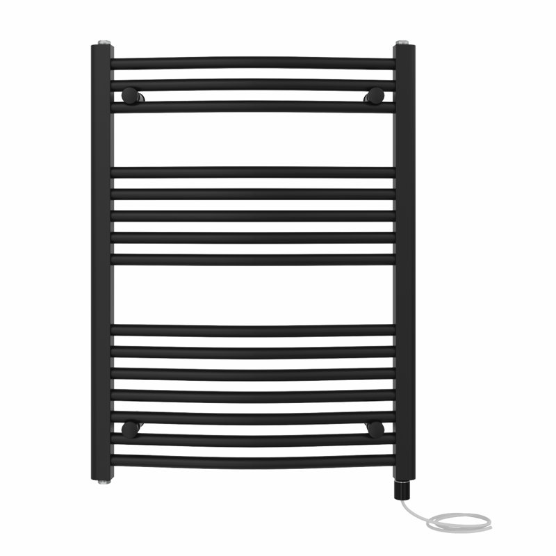 Claudene Curved Towel Rail Heated Towel Rails, 80cm H x 60cm W x 5.6cm D, Black