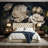 Moody Navy Floral Wallpaper with Cream Peonies-2036859857