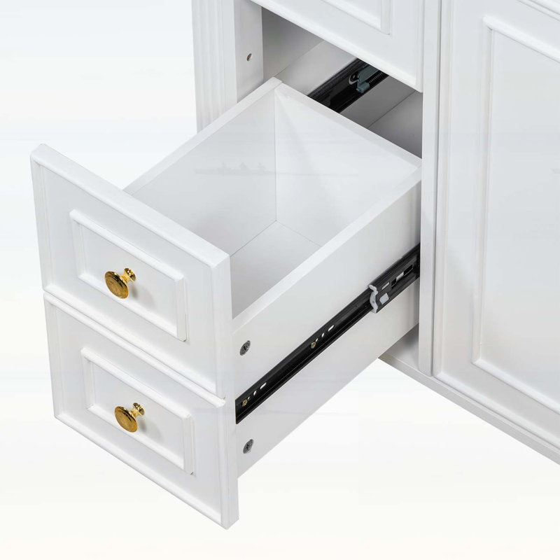 Meuble-lavabo en bois avec lavabo, Blanc
