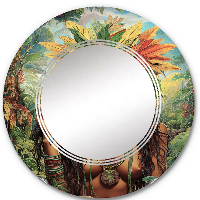 Aronia - Miroir mural moderne rond, 24 po x 24 po