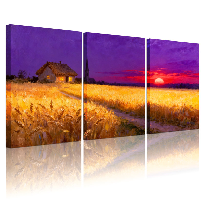 Scénario et paysages urbains Golden Field Sunset Cottage, H 30 po x l 60 po