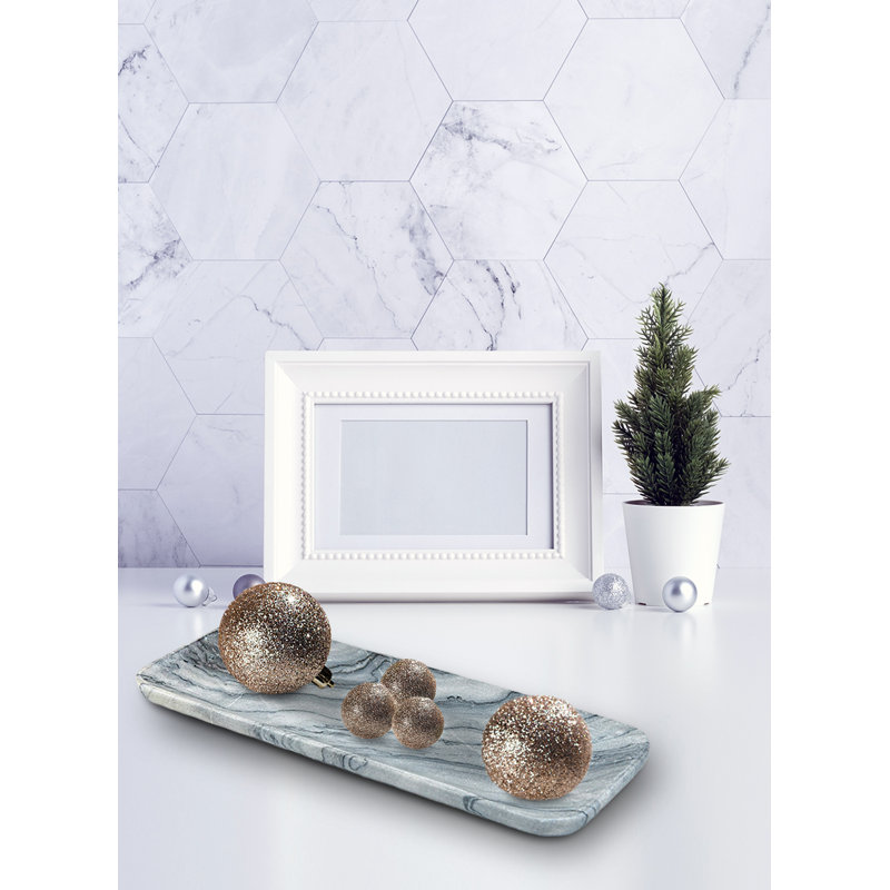 Plateau rectangulaire en marbre Wrought Studio ™ de 12 po Agra, plateau de service élégant pour amuse-gueules, desserts, parfum, porte-bougie, décoration polyvalente, parfaite pour recevoir et offrir