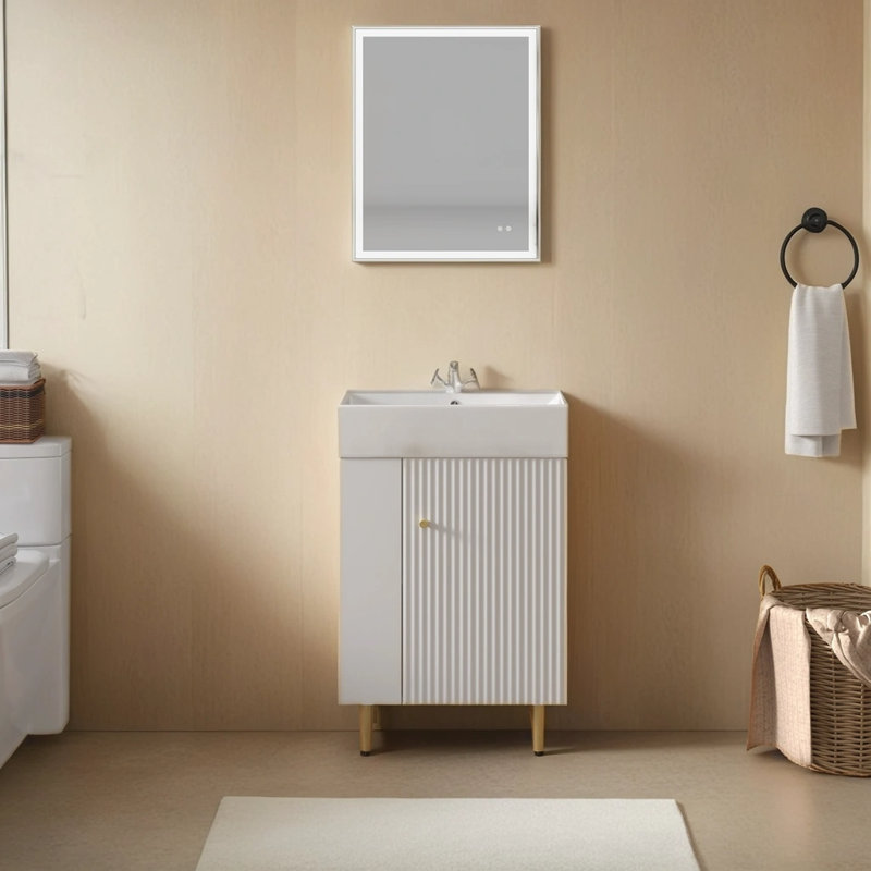 Anssi 21.62 " W Freestanding Standard Free Standing 1 Single Vanity Bathroom Vanity With Ceramic Top