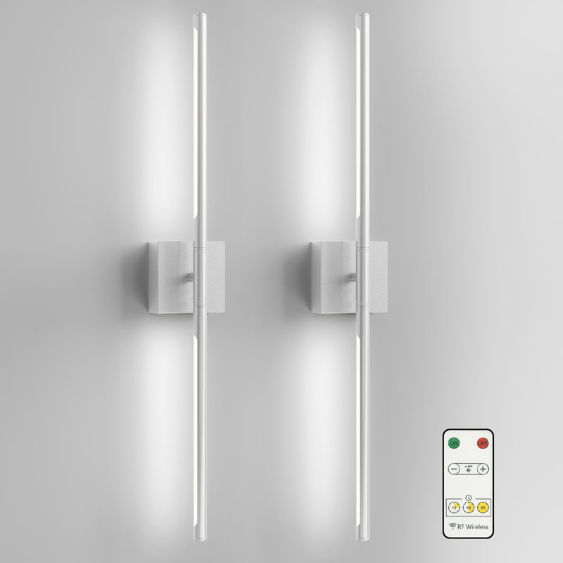 Appliques murales encastrées avec minuterie 28,3 po DEL, minuterie murale à pile 6000K, Nickel poli