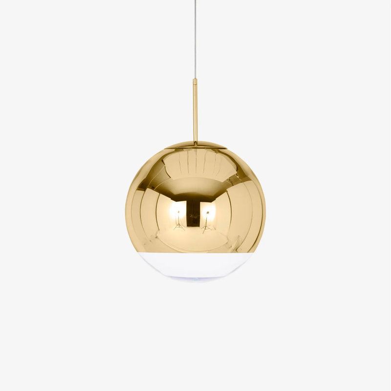 Luminaire suspendu rond (14 po), Doré, H 59,5 po x l 14 po x P 14 po