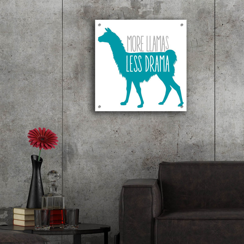 «Llama Drama» par Erin Clark, art mural en verre acrylique, H 24 po x l 24 po x P 0,2 po
