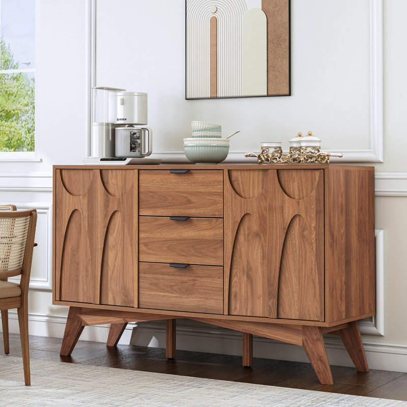 47"Sideboard with 3 Drawer, Brown