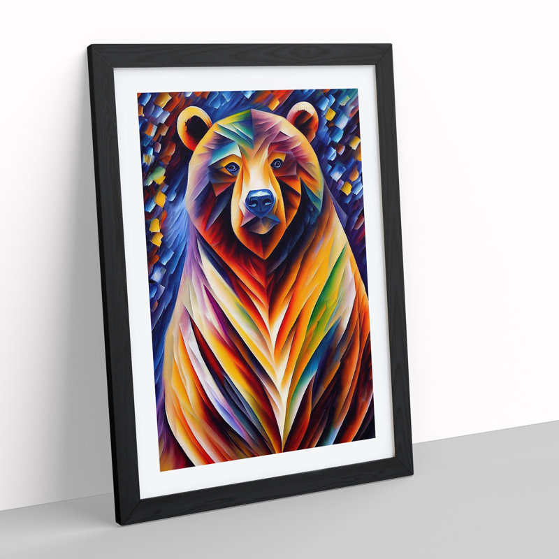 XV1022-3555X Portrait Of A Bear No.4 - - Wall Art, 48cm H x 36cm W, Black Framed, White