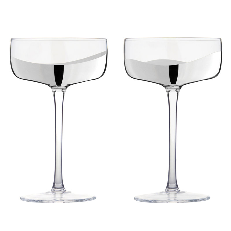 Wave Champagne Coupes, Clear/Silver