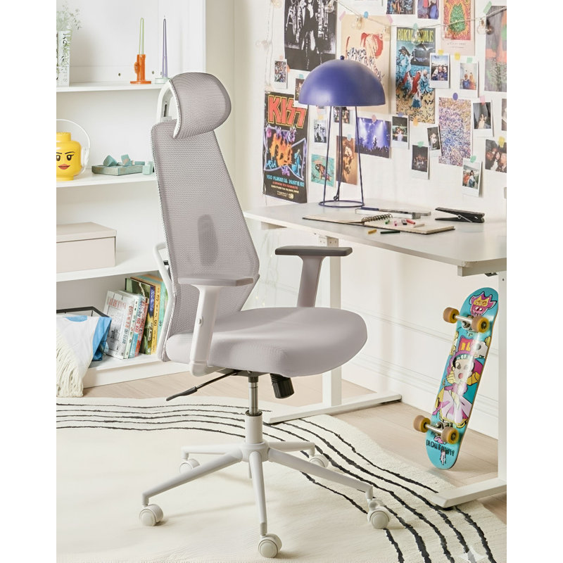 Office Chair with Headrest, Light Grey