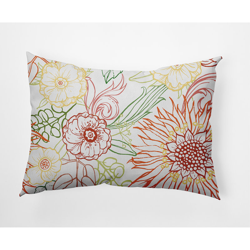 Zentangle Floral Reversible Throw Pillow, Orange