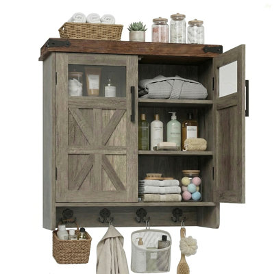 Armoire murale de salle de bain au-dessus de la toilette avec tablettes réglables, organisateur de rangement d'armoire à pharmacie pour le garage de la cuisine de la salle de bain, crochet à serviette suspendu, peu encombrant