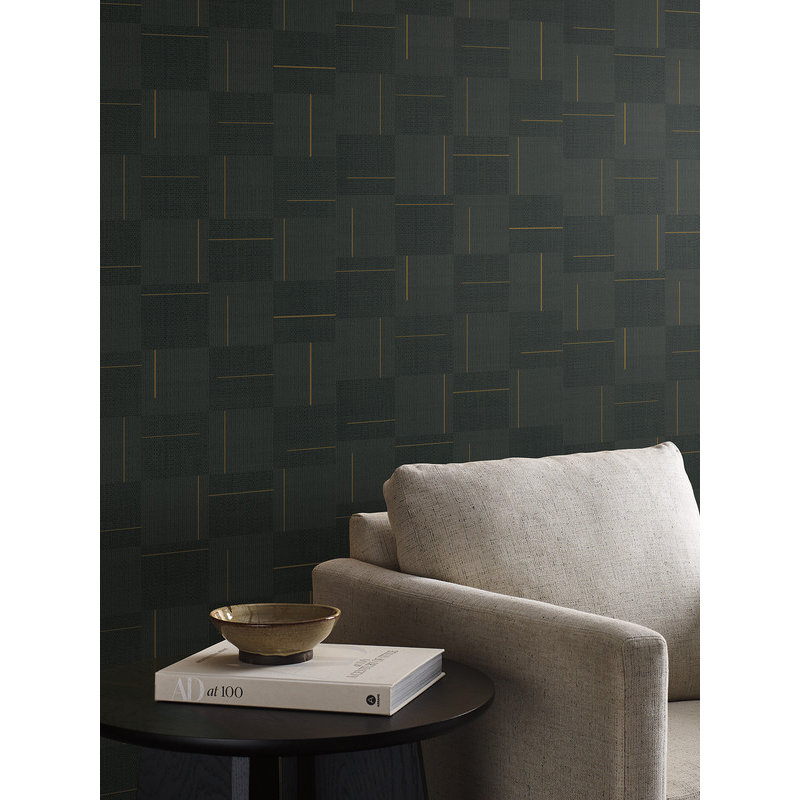 Papier peint Birpa Geo Block Weave, Noir