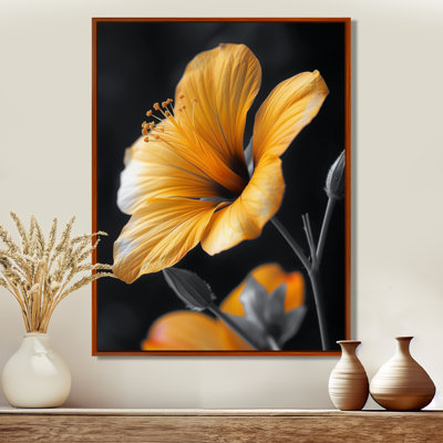 Jaune jaune noir pétale de fleurs - fleurs, art mural salon