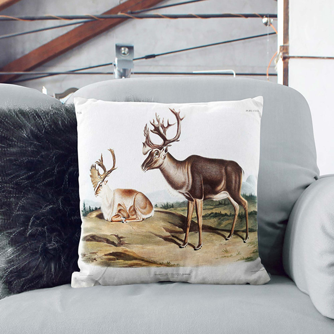 Caribou by J.W. Audubon Cushion with Filling