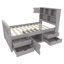 Base de lit plateforme simple avec bibliothèques de rangement et tablettes, 4 tiroirs