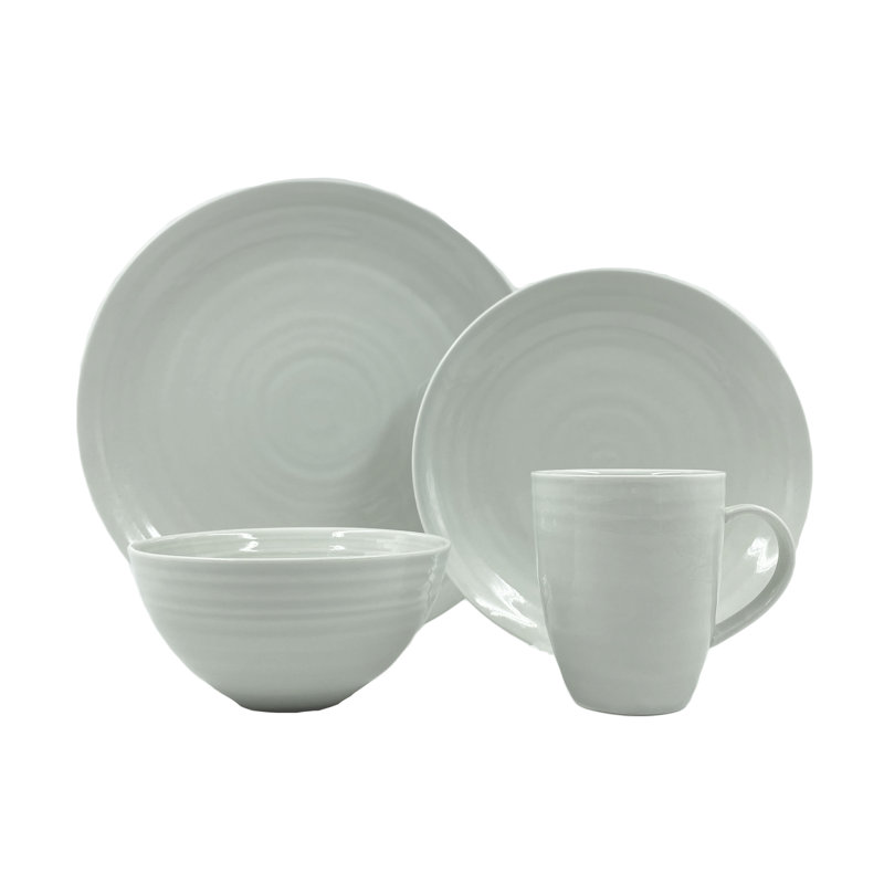 Canvas Home Daniel Smith Porcelain 4 Piece Dinnerware Set, Service For 1, Smoke