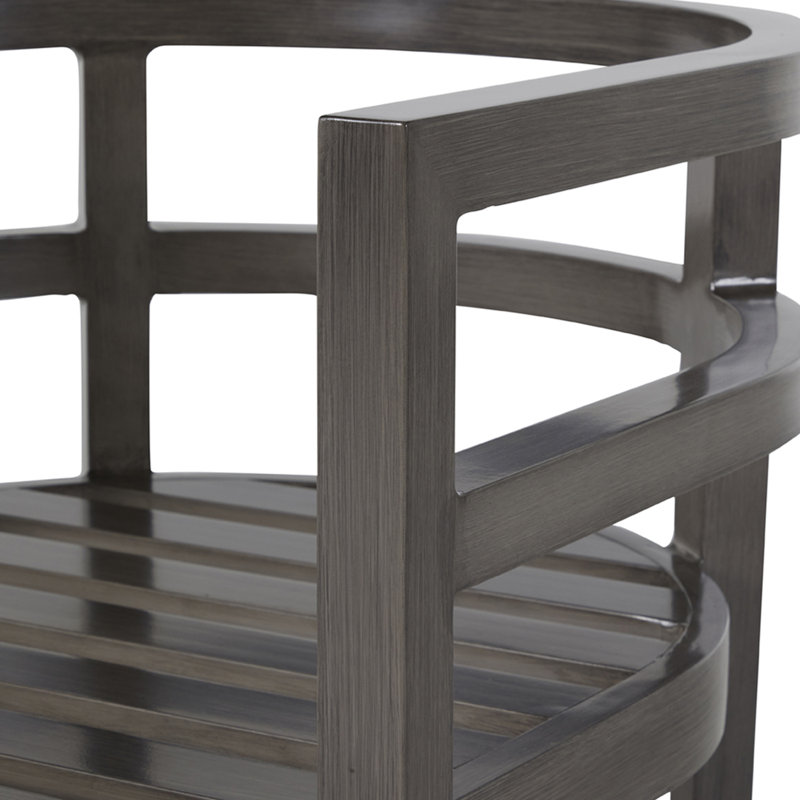 Santa Barbara Aluminum Patio Dining Armchair with Cushion, Welt, Tweed Toffee
