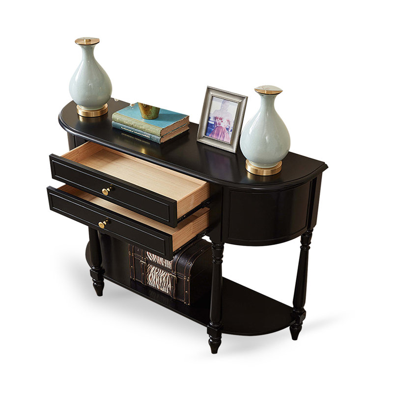 Console noire en bois massif, 47.24, Noir