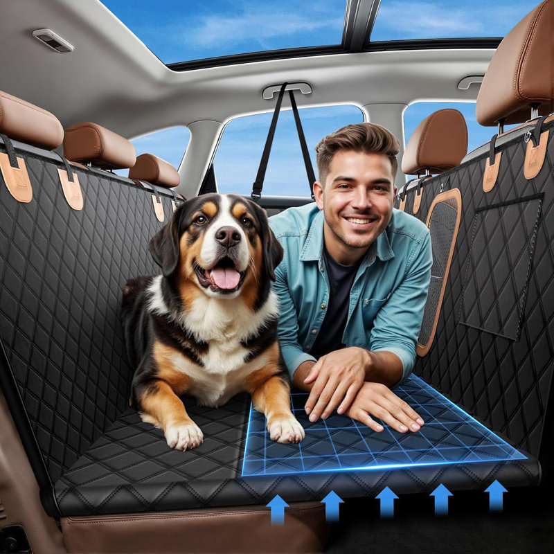 Housse de siège pour chien avec plateau de charge amovible, installation en 3 modes (hamac / camion / siège), imperméable et lavable à la machine pour les voitures, VUS - comprend un sac de rangement et une ceinture de sécurité