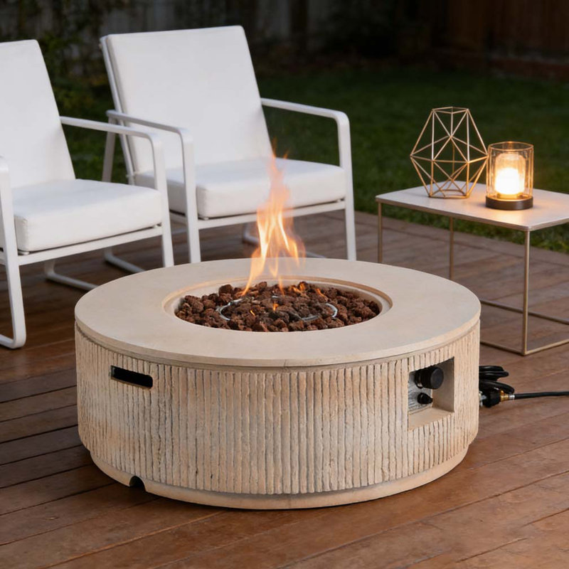 38.19'' MGO Propane Outdoor Fire Pit, Brown