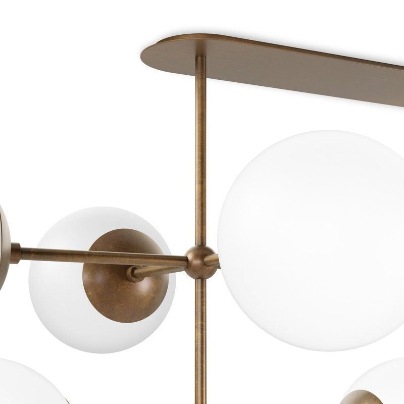 Armstrong 10 - Light Chandelier, Opal Matte Glass, Heritage Bronze Brass