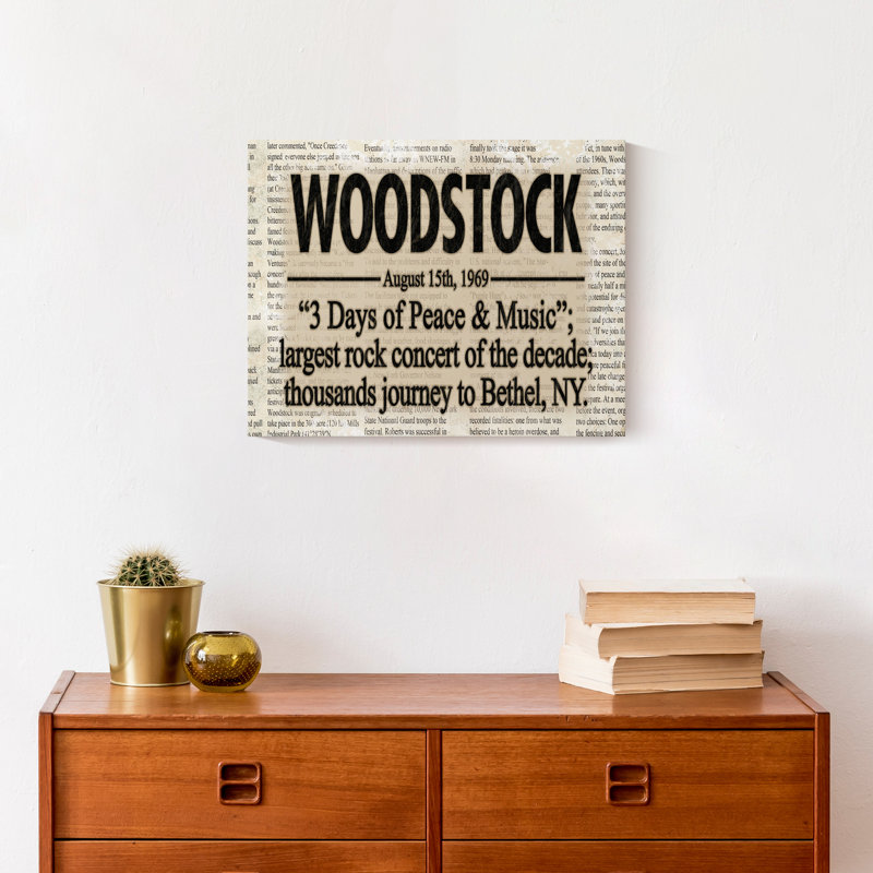 «Woodstock Headline» sur toile, H 11 po x l 14 po x P 1,25 po
