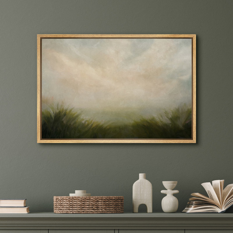 "Soft Soft Pasture", impression sur toile - Paysage paisible minimaliste pour chambre à coucher ou salon, Naturel